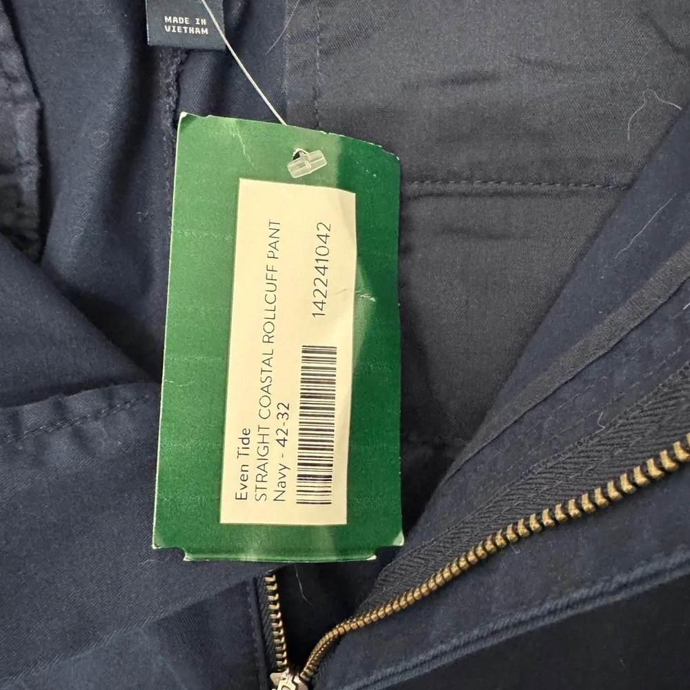 NWT Men’s Navy Blue Even Tied Straight Coastal Roll Cuff Pant - Size 42x32